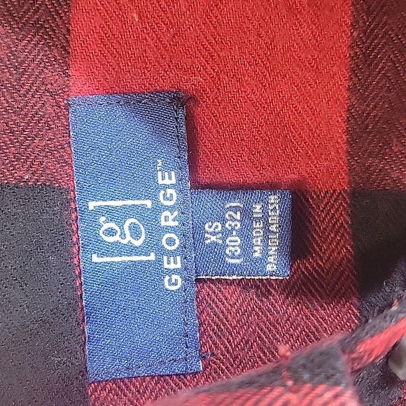 Men's George Red Flannel Plaid Long Sleeve Shirt XS - Picture 2 of 6
